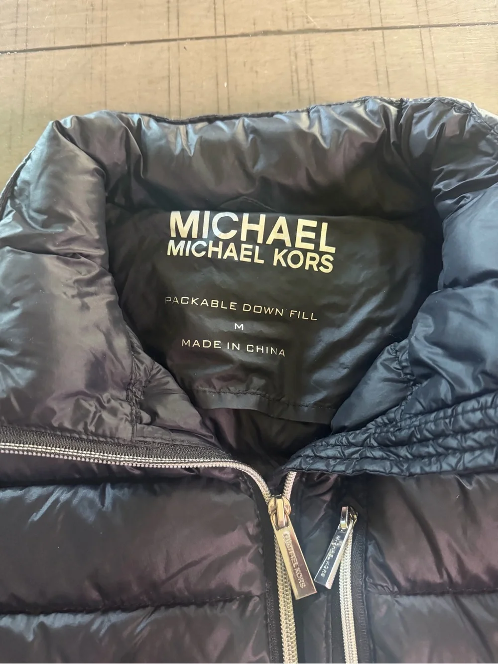 Michael Kors Shiny Black Quilted Down Jacket
